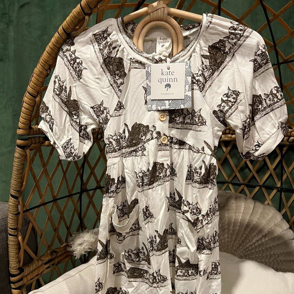 NWT Kate Quinn Henley Bubble Dress Bunny Family Bamboo 18-24m